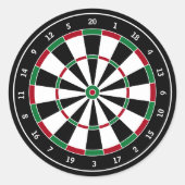 Klassiek zwart | Wit | Rood | Groen Spel Dartboard Ronde Sticker (Voorkant)