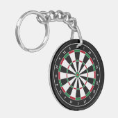 Klassiek zwart | Wit | Rood | Groen Spel Dartboard Sleutelhanger (Voorkant Links)