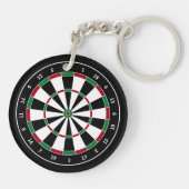 Klassiek zwart | Wit | Rood | Groen Spel Dartboard Sleutelhanger (Achterkant)