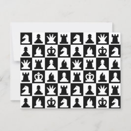 Klassiek zwart-wit schaakbordpatroon briefkaart