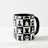 Klassiek zwart-wit schaakbordpatroon mok (Voorkant rechts)