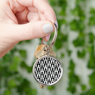 Klassiek zwart-wit schaakbordpatroon sleutelhanger