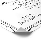 Klassiek zwart-wit schoolcertificaat diploma poster (Hoek)