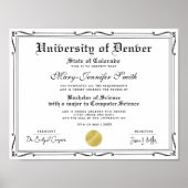 Klassiek zwart-wit schoolcertificaat diploma poster (Voorkant)