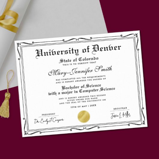 Klassiek zwart-wit schoolcertificaat diploma poster