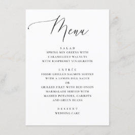 Klassiek zwart-wit schoon script bruiloft diner menu