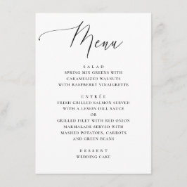 Klassiek zwart-wit schoon script bruiloftsdiner menu