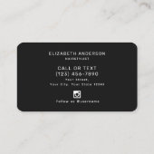 Klassiek zwart-wit script Haarstylist Visitekaartje (Achterkant)