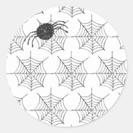 Klassiek zwart wit spinnenweb Halloween Party Ronde Sticker