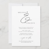 Klassiek zwart-wit stijlvol script bruiloft kaart (Voorkant)