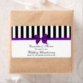 Klassiek Zwart Wit Streep Purp H Wijnflesje Etiket (Insitu)