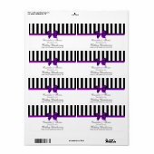 Klassiek Zwart Wit Streep Purp H Wijnflesje Etiket (Full Sheet)