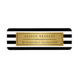 Klassiek zwart wit strepen gouden label