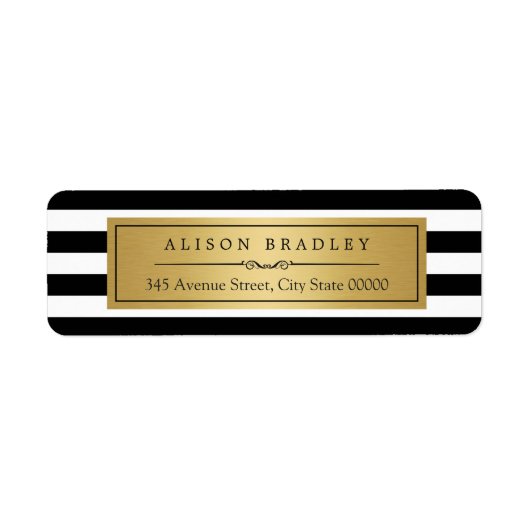 Klassiek zwart wit strepen gouden label (Voorkant)