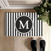Klassiek zwart-wit strepen monogram deurmat
