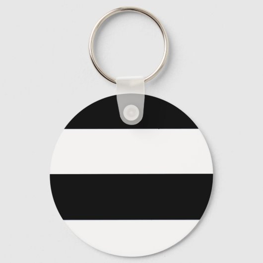 Klassiek zwart-wit striped patroon sleutelhanger (Voorkant)