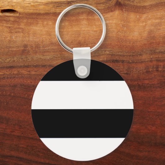 Klassiek zwart-wit striped patroon sleutelhanger (Voorkant)