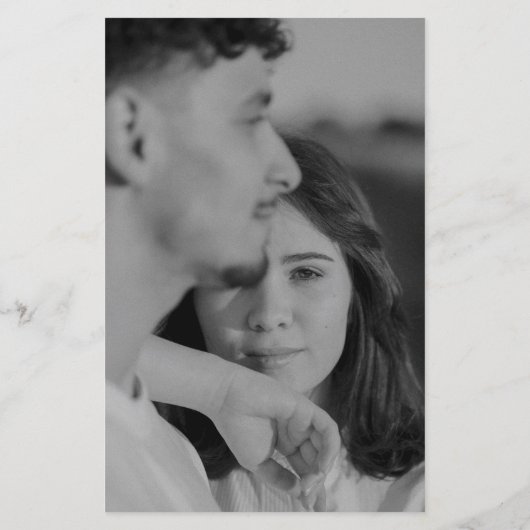 Klassiek zwart-wit tijdloos huwelijksmenu (Achterkant)