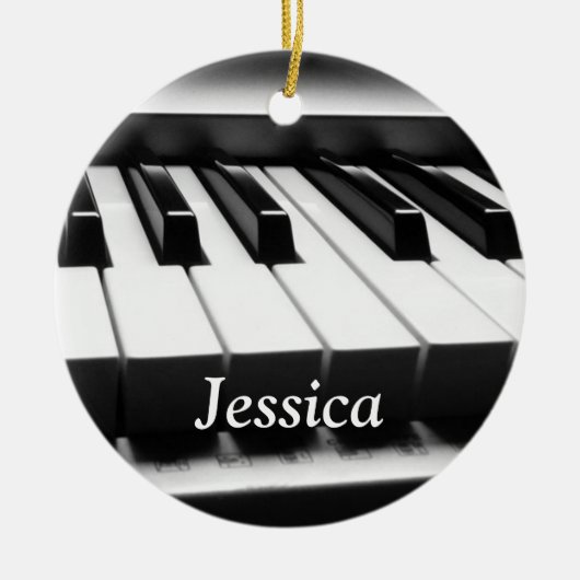 Klassiek zwart-wit toetsenbord keramisch ornament (Voorkant)