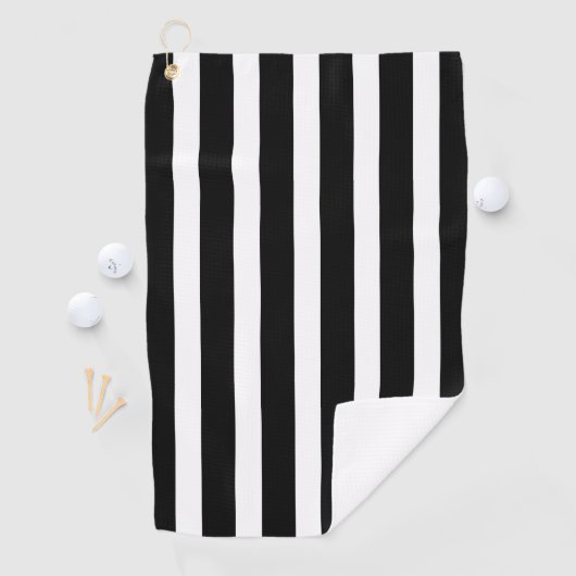 Klassiek zwart-wit verticaal gestreept golfhanddoek (Insitu)