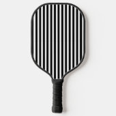 Klassiek zwart-wit verticaal gestreept pickleball paddle (Achterkant)