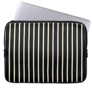Klassiek zwart-wit verticaal streepjespatroon laptop sleeve