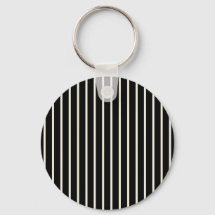 Klassiek zwart-wit verticaal strepenpatroon sleutelhanger