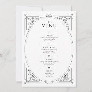 Klassiek zwart-wit vintage kader trouwmenu kaart