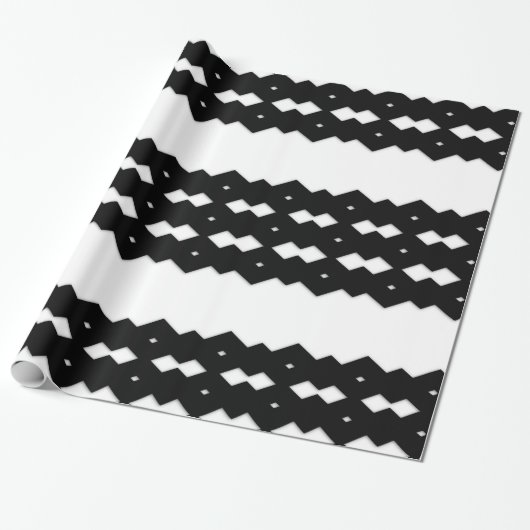 Klassiek zwart-wit zigzagontwerp cadeaupapier (Uitgerold)