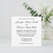 Klassiek zwart/wit/zilver fotohuwelijk uitnodigen kaart (Staand voorkant)