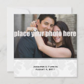 Klassiek zwart/wit/zilver fotohuwelijk uitnodigen kaart (Achterkant)
