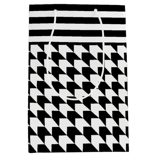 Klassiek zwart-witpatroon medium cadeauzakje (Voorkant)