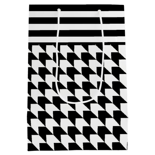 Klassiek zwart-witpatroon medium cadeauzakje (Achterkant)