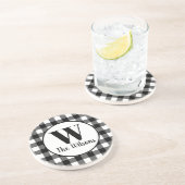 Klassiek zwart-witte buffelmonogram zandsteen onderzetter (Zijkant)