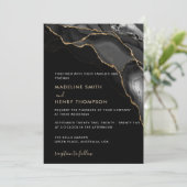 Klassiek zwart zwart goud script met fotohuwelijk kaart (Staand voorkant)