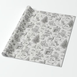 Klassiek Zwarte Winter Naadloos Patroon Vakantie Cadeaupapier