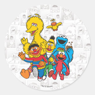 Klassieke 123 Sesame Street Ronde Sticker