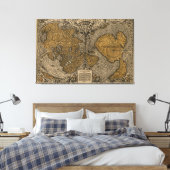Klassieke 1531 Antiek Wereldkaart door Oronce Fine Canvas Afdruk (Insitu (Slaapkamer))