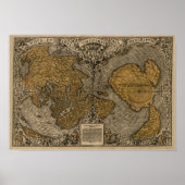 Klassieke 1531 Antiek Wereldkaart door Oronce Fine Poster (Voorkant)