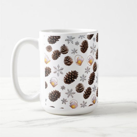 Klassieke 15 oz Mok | Pinecone Snowflake Lantern H (Links)