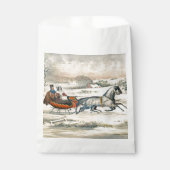 Klassieke 1853 slee-rit Currier Ives weg winter Bedankzakje (Voorkant)