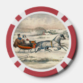 Klassieke 1853 slee-rit Currier Ives weg winter Poker Chips (Achterkant)