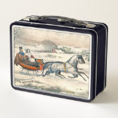 Klassieke 1853 slee-rit Currier Ives winterlandsch (Achterkant)