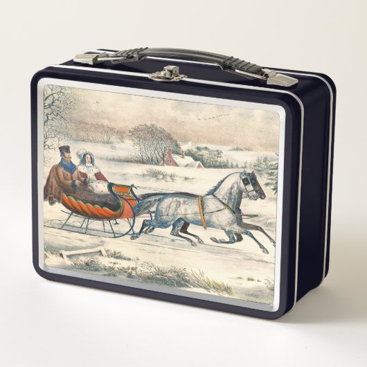 Klassieke 1853 slee-rit Currier Ives winterlandsch (Voorkant)