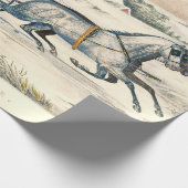 Klassieke 1853 slee-rit Currier Ives winterlandsch Cadeaupapier (Hoek)