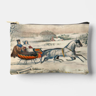 Klassieke 1853 slee-rit Currier Ives winterlandsch Etui