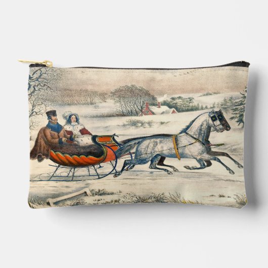 Klassieke 1853 slee-rit Currier Ives winterlandsch Etui (Voorkant)