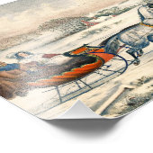 Klassieke 1853 slee-rit Currier Ives winterlandsch Foto Afdruk (Hoek)