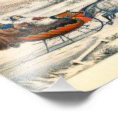 Klassieke 1853 slee-rit Currier Ives winterlandsch Foto Afdruk (Hoek)