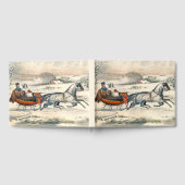 Klassieke 1853 slee-rit Currier Ives winterlandsch Gastenboek (Volledig)